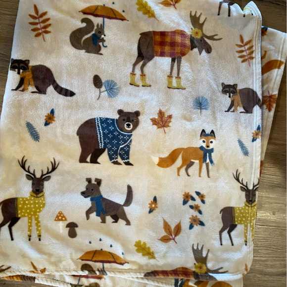 Other - Woodland animal moose bear fox forest throw blanket thick fleece fall